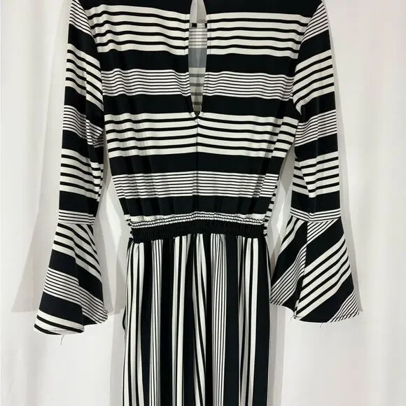 New York & Company Black and White Striped Wide Leg Jumpsuit - Picture 4 of 6